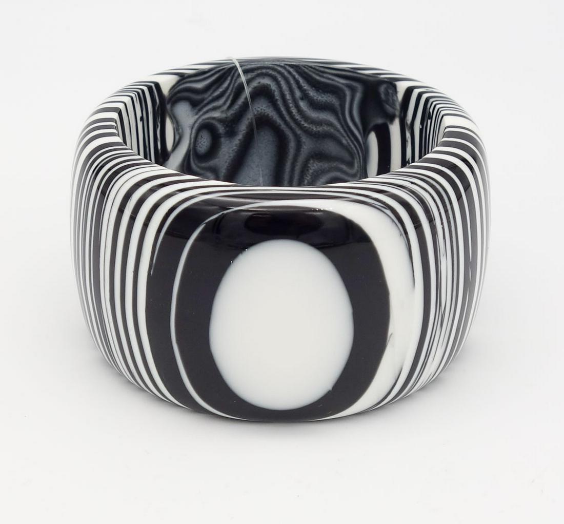 Sobral Pop Art Black and White Zebra Stripe Resin Wide Cuff Bracelet (1 of 2)