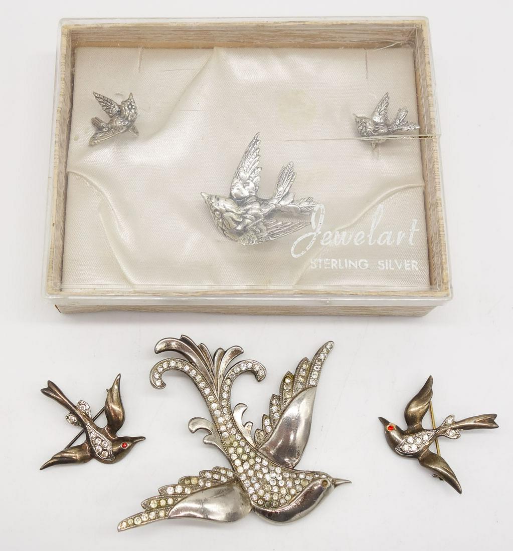 Vintage Mid Century Group Sterling Silver Bird Pins and Earrings incl Jewelart (1 of 3)