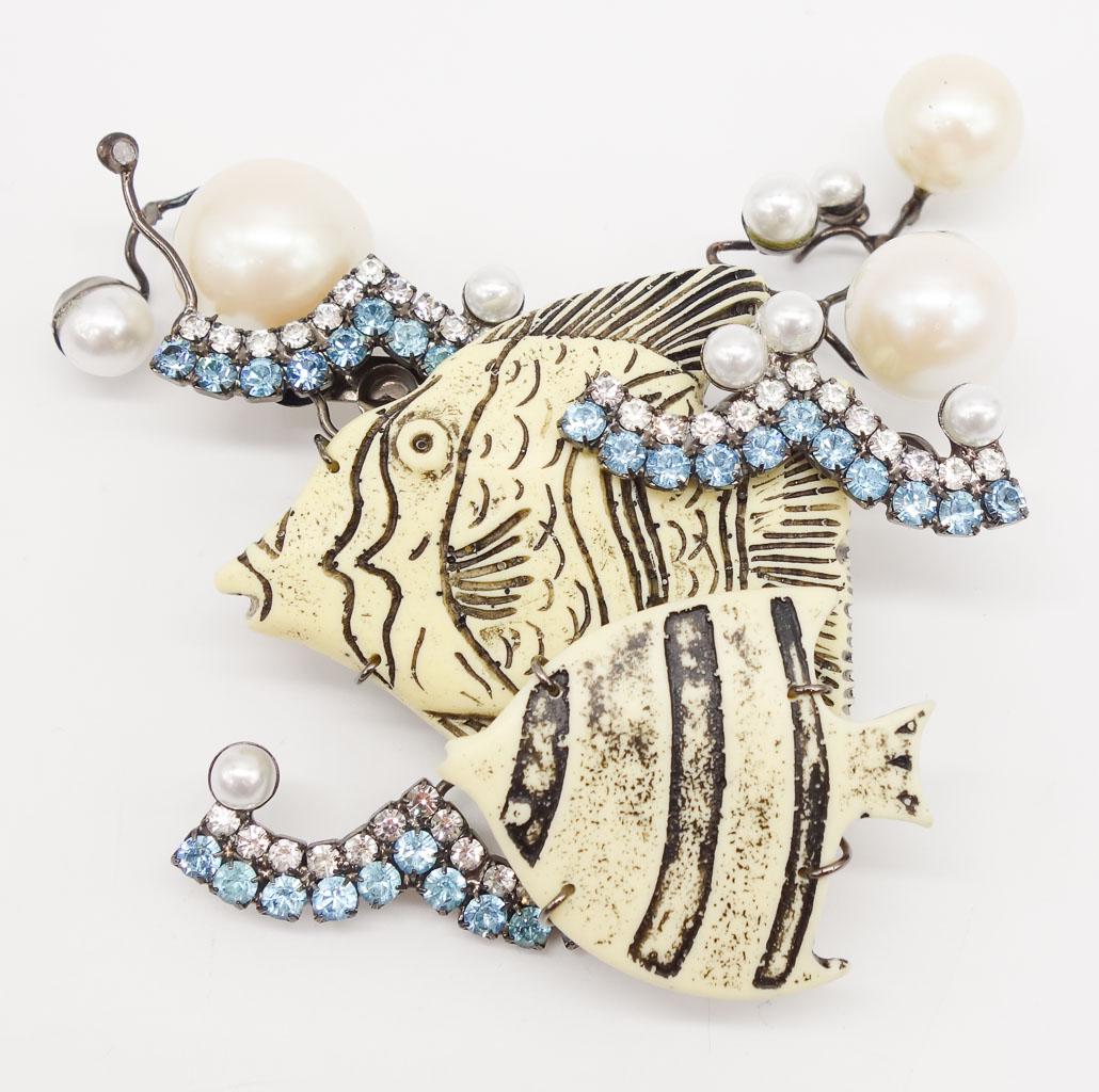 Vintage Lawrence VRBA Double Fish Brooch Pin for Restoration (1 of 3)