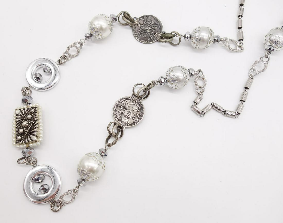 Vintage Lawrence VRBA Roman Coin Pearl Necklace (1 of 3)