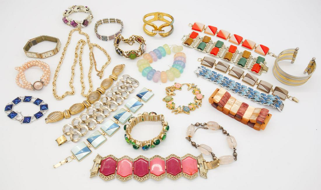 Vintage Lot 22 Bracelets incl 800 Silver, Coro, Enamel, Celebrity (1 of 2)