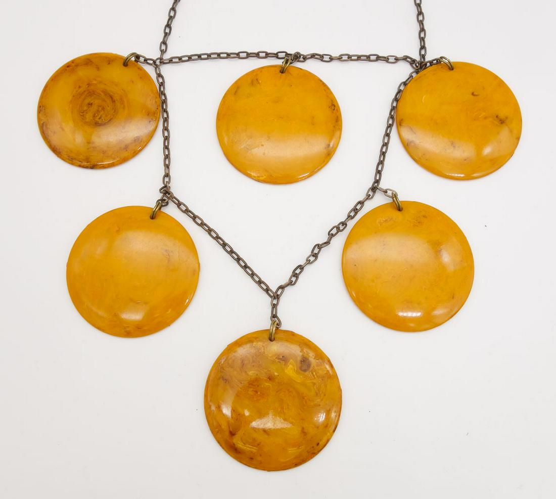 Vintage Mid Century Large Creamy Butterscotch Bakelite Large Disc Necklace (1 of 3)