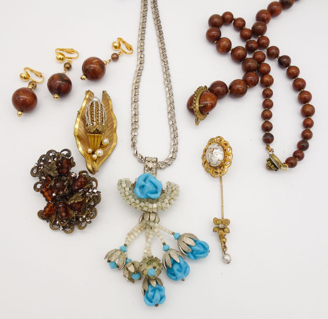 Vintage Designer Miriam Haskell Brooches, Pin, Necklace for Repair (1 of 3)