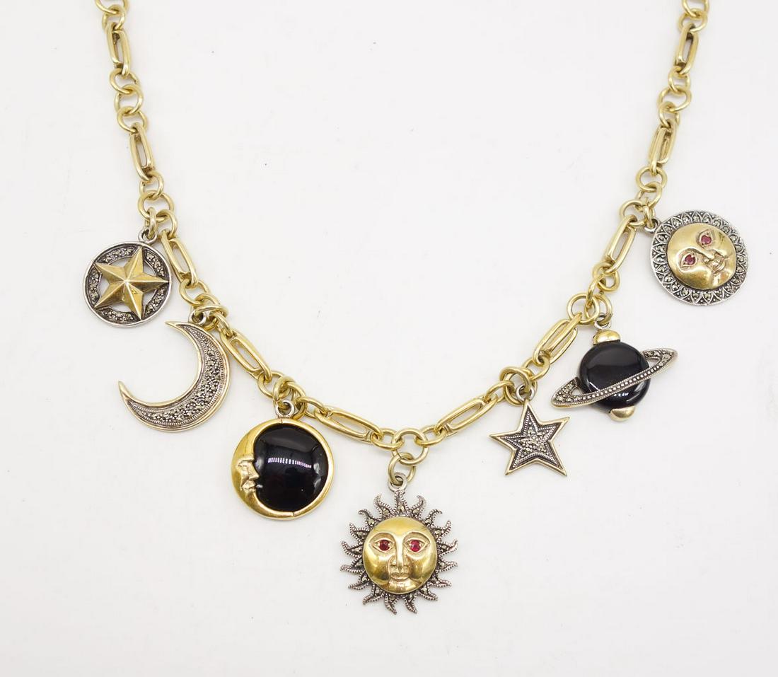 Vintage Creations Sterling Silver Sun Moon Stars Planets Celestial Theme Necklace (1 of 4)