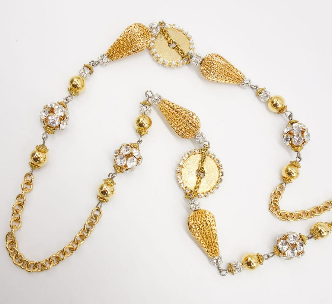 Vintage Mid Century Lawrence VRBA Large Rhinestone Filigree Bead Necklace (1 of 3)