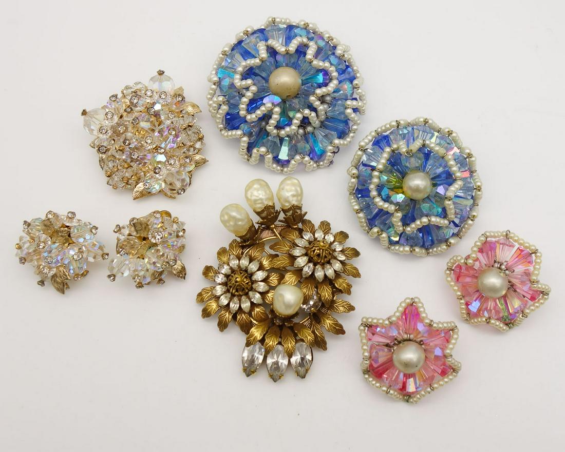 Vintage Lot Vendome Rhinestone Pearl Jewelry incl Earrings Brooches (1 of 3)