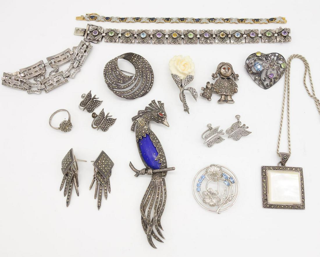 Vintage Designer Mexican Sterling Silver Jewelry incl Bracelets Pins Necklace Earrings Ring (1 of 2)