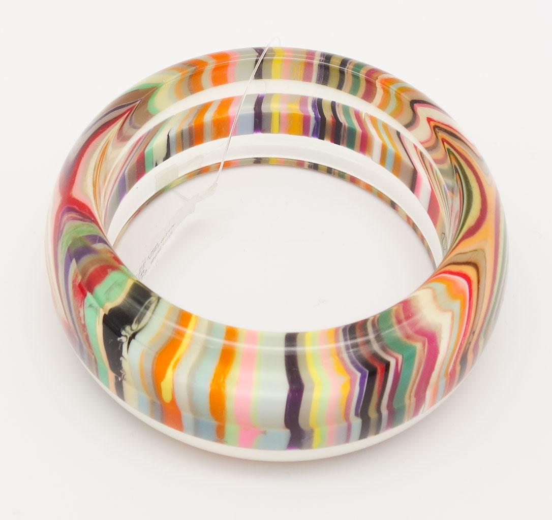 Sobral Pop Art Op Art Clear Resin Striped Bangle Bracelet (1 of 3)