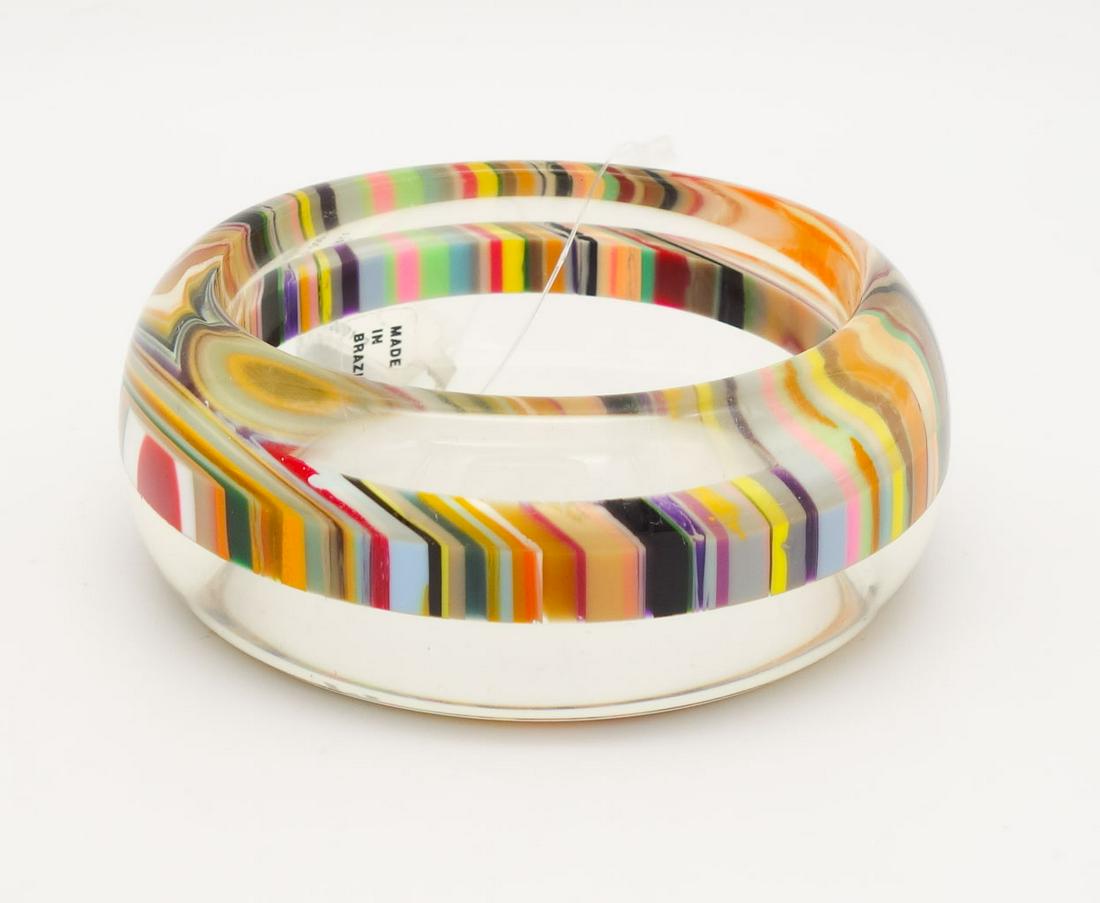 Sobral Pop Art Op Art Clear Resin Rainbow Striped Bangle Bracelet (1 of 3)