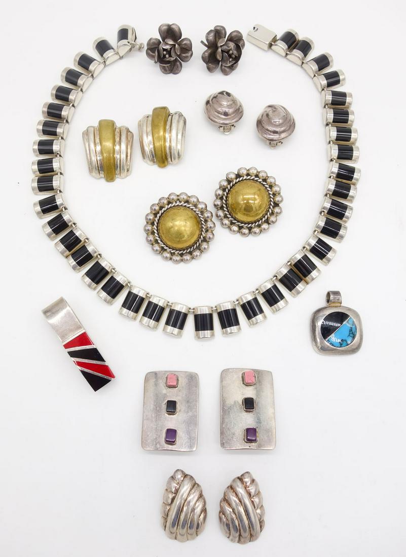 Vintage Designer Mexican Sterling Silver Jewelry incl Onyx, Turquoise (1 of 2)