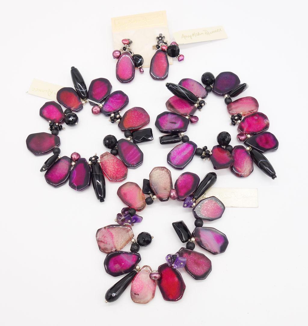 Vintage Amy Kahn Russell Sterling Silver Agate, Onyx, Freshwater Pearl Bracelets and Earrings (1 of 2)