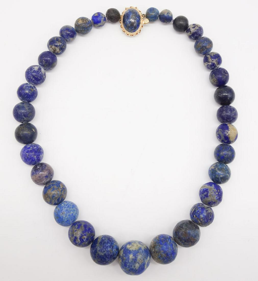 Vintage Blue Sodalite Graduated Bead Single Strand Necklace w 14K Gold Clasp (1 of 3)