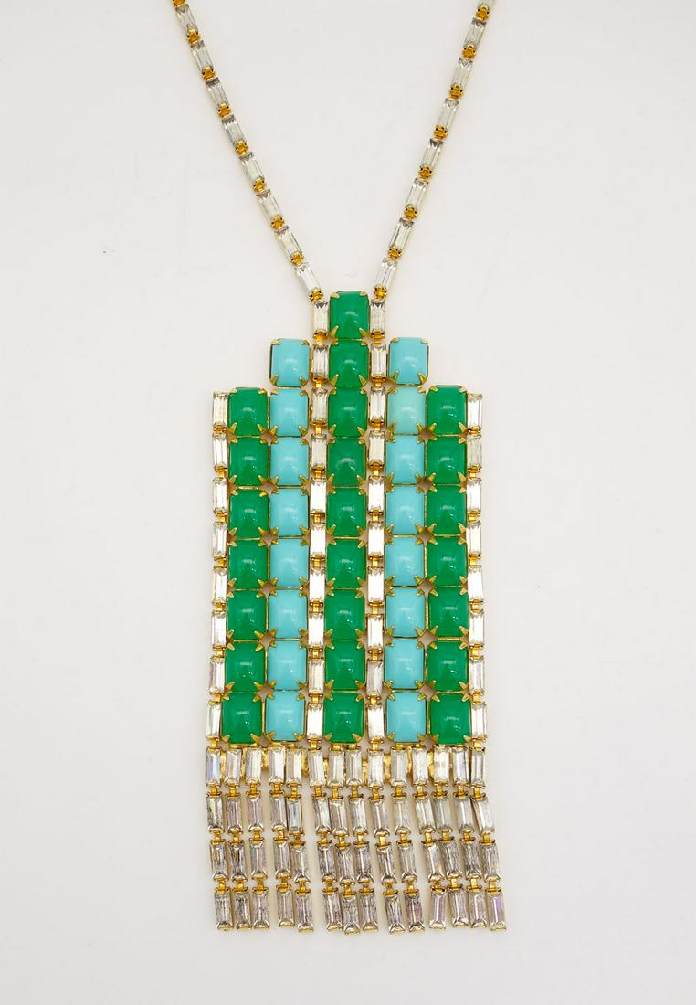 Vintage Designer Kenneth Jay Lane KJL Fringed Pendant Necklace (1 of 3)