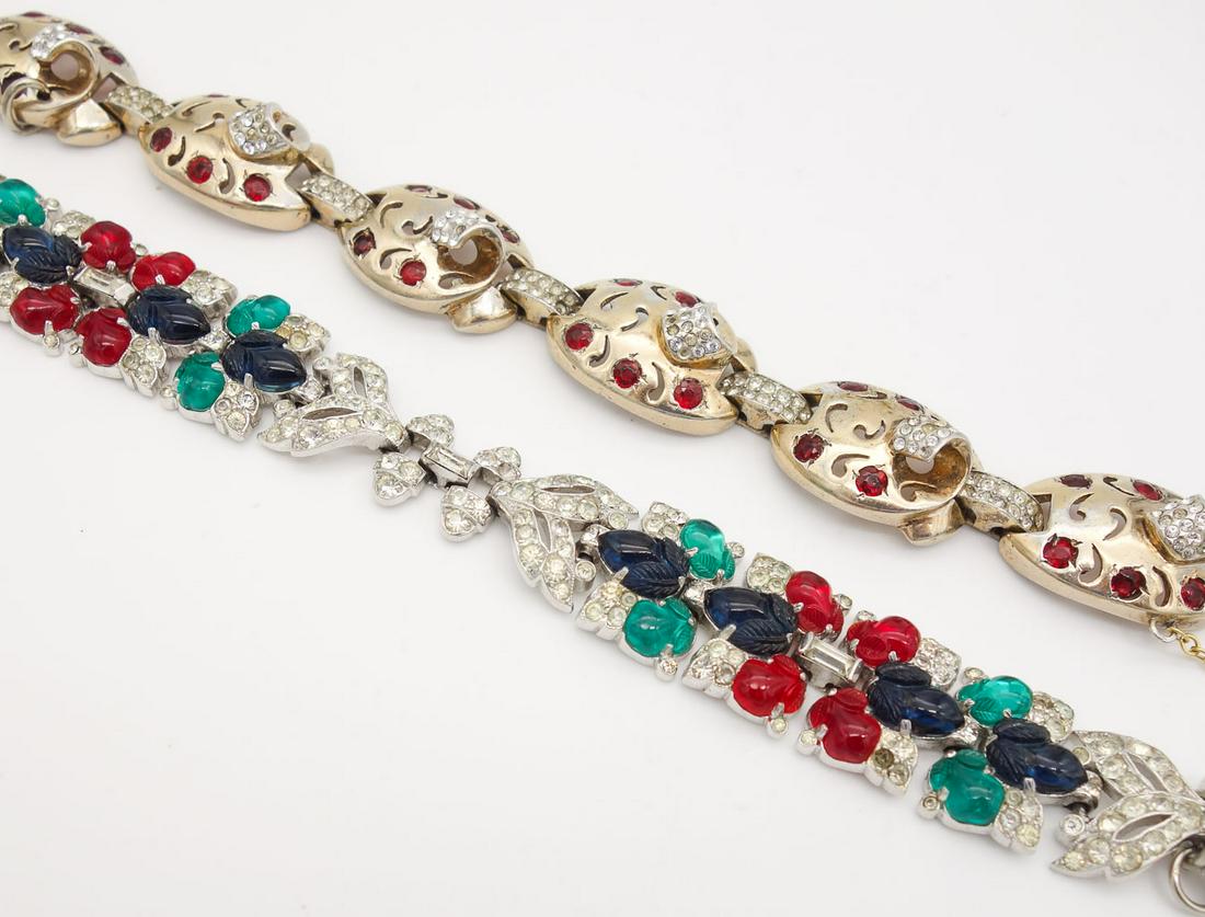 Vintage Lot 2 Sterling Silver Rhinestone Bracelets incl Trifari (1 of 3)