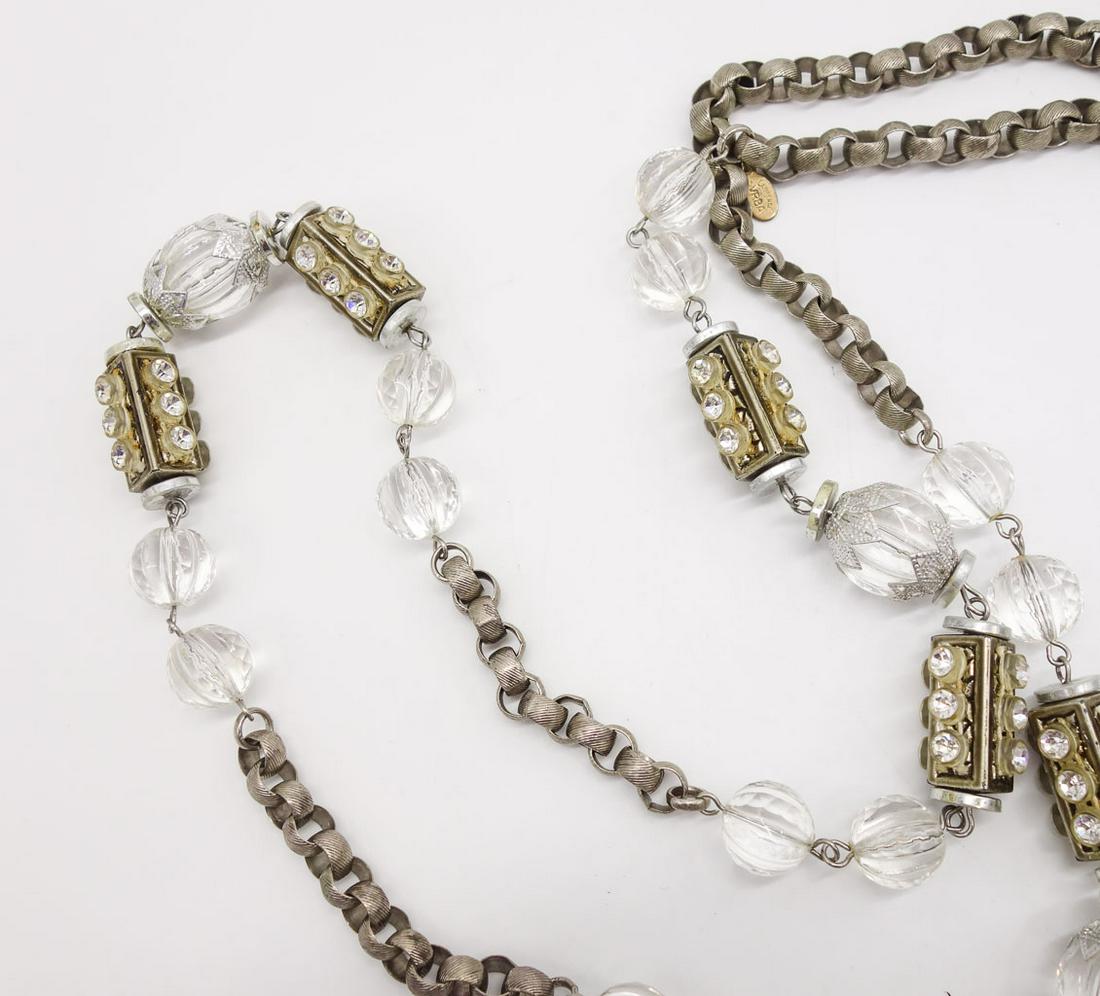 Vintage Mid Century Lawrence VRBA Clear Bead Rhinestone Necklace: This is a vintage Mid Century single strand clear beaded necklace from designer Lawrence Vrba. Vrba designed under his own name after working for famed American jewelry designer Miriam Haskell. 36" lo
