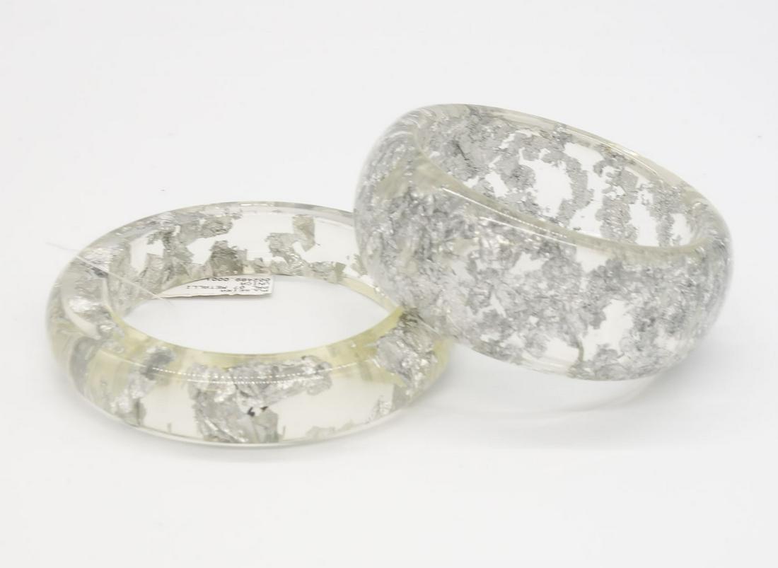 Sobral Pop Art Silver Leaf Clear Resin Bangle Bracelets Metalli (1 of 2)