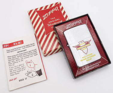 Vintage c1958 8 Dot Date Code Harley Davidson Enamel Advertising Zippo Lighter MIB: This is a vintage mint in original box Zippo lighter dating to circa 1957/58. This advertising lighter features an enamel decoration for Harley-Davidson Sales and the Gale Johnson Factory Authorized