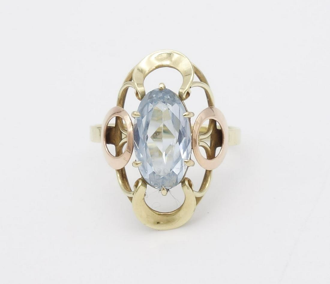 Vintage 14K Gold Ornate Filigree Aquamarine Ring Size 10 (1 of 4)