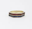 Antique Set 2 14K Gold Red Garnet and Blue Sapphire Rings Size 6