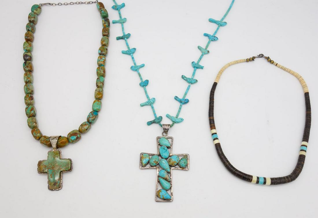 Vintage 3 Native American Pawn Sterling Silver Turquoise Sterling Silver Necklaces (1 of 2)