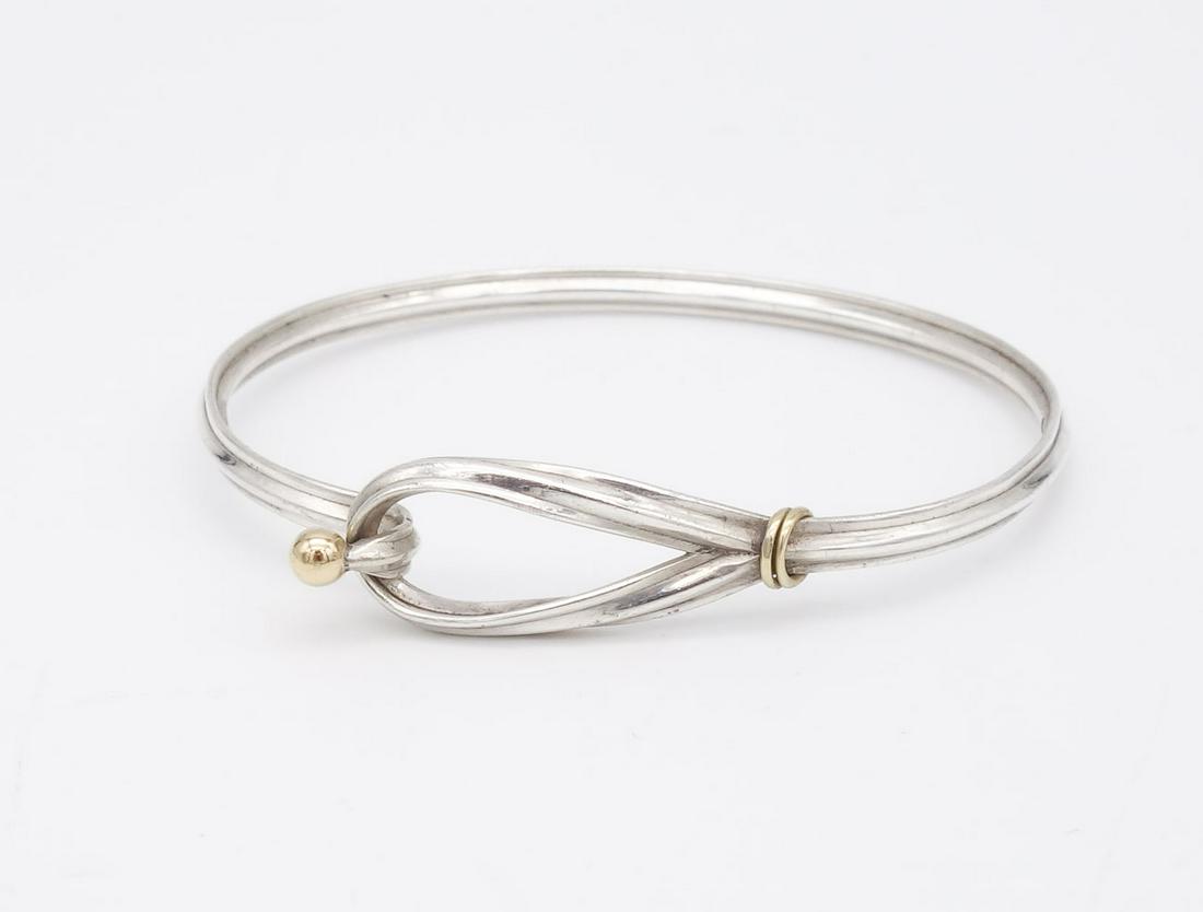 Vintage Tiffany Sterling Silver 18K Yellow Gold Swirl Hook Bracelet (1 of 3)