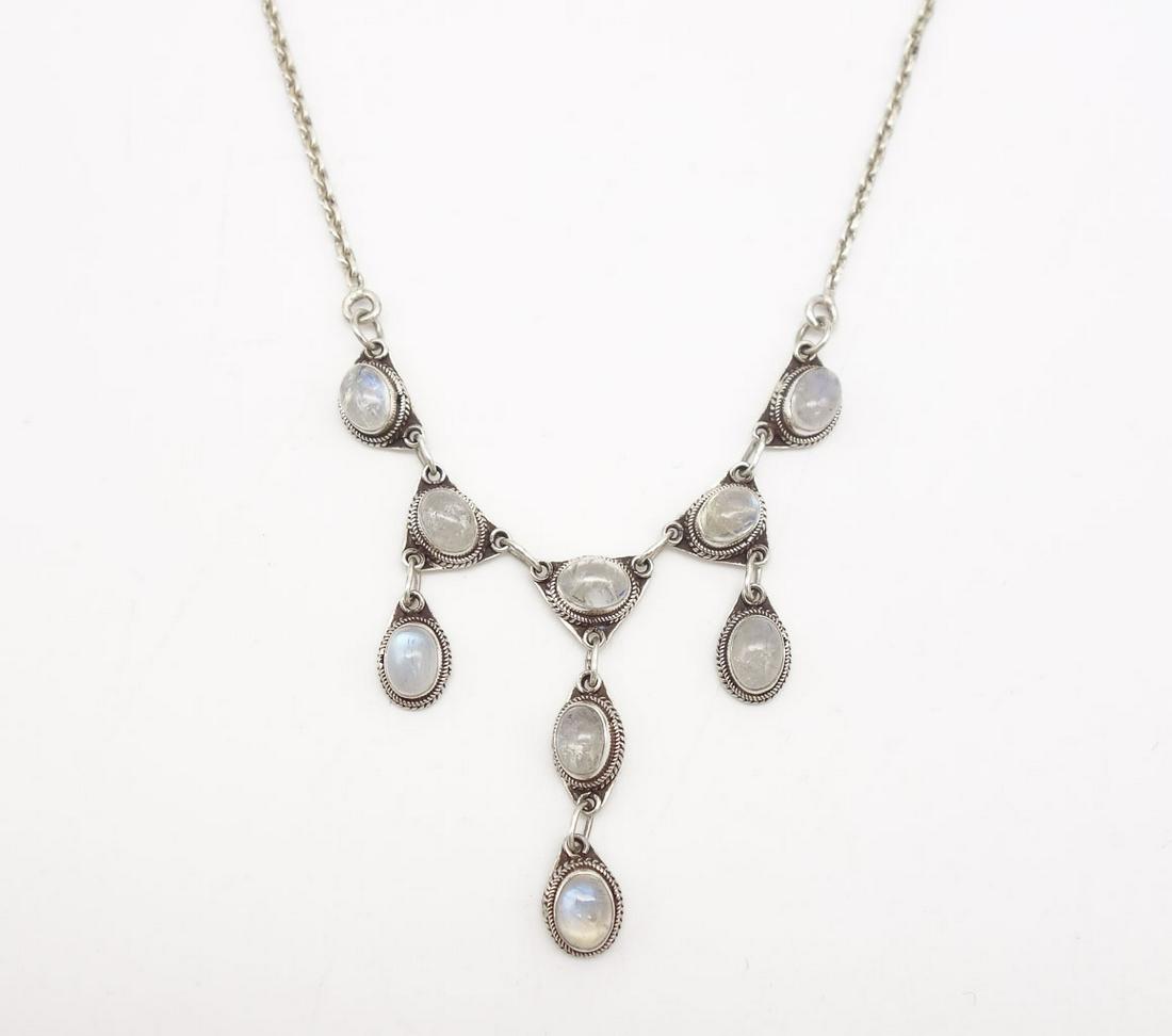 Vintage Moonstone Sterling Silver Lavalier Necklace (1 of 3)