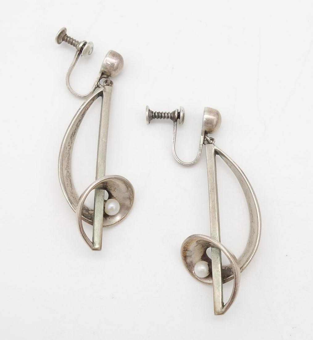 Vintage Antonio Pineda Mexico Sterling Silver Pearl Earrings (1 of 4)