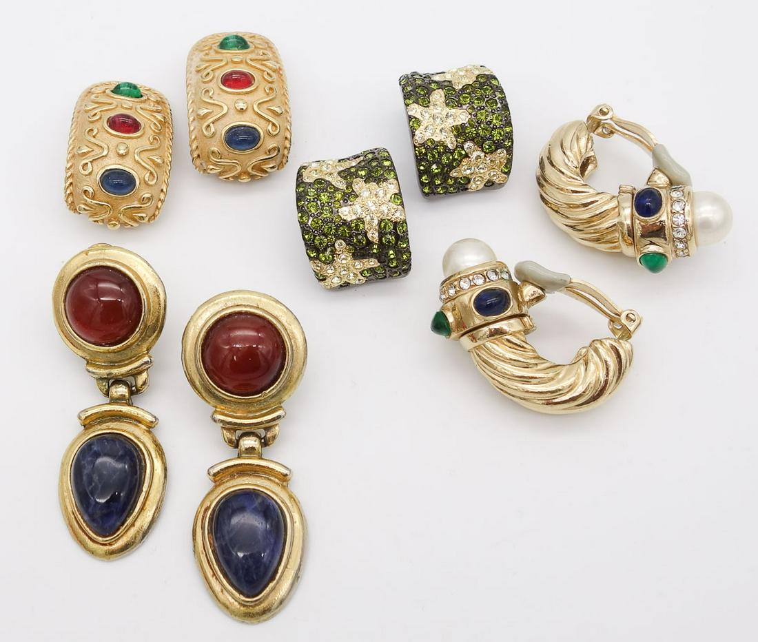 Vintage Lot 4 Earrings incl Gripoix, Ciner, Francesca Romana, Replica of Italy (1 of 2)