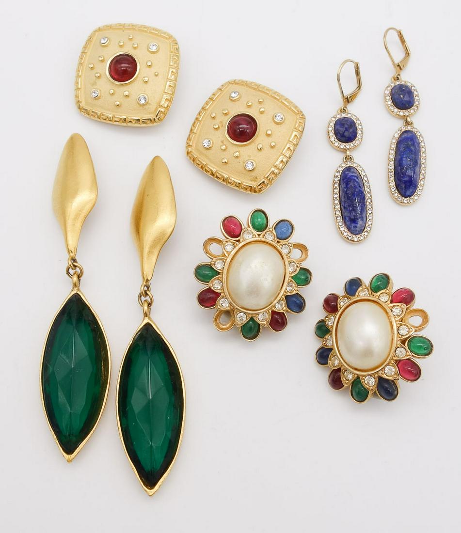 Vintage Lot of 4 Earrings incl Gripoix, Ciner, Lapis Dangle (1 of 4)