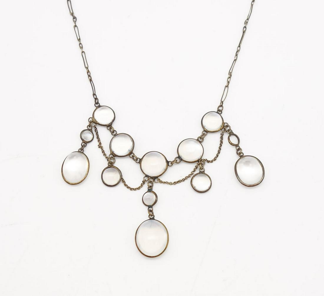 Antique Gold GF Moonstone Fancy Lavalier Necklace (1 of 2)