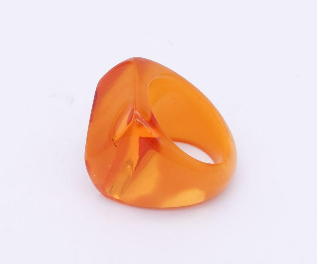 Vintage Mid Century Baltic Egg Yolk Butterscotch Amber Modernist Ring Size 13 (1 of 6)