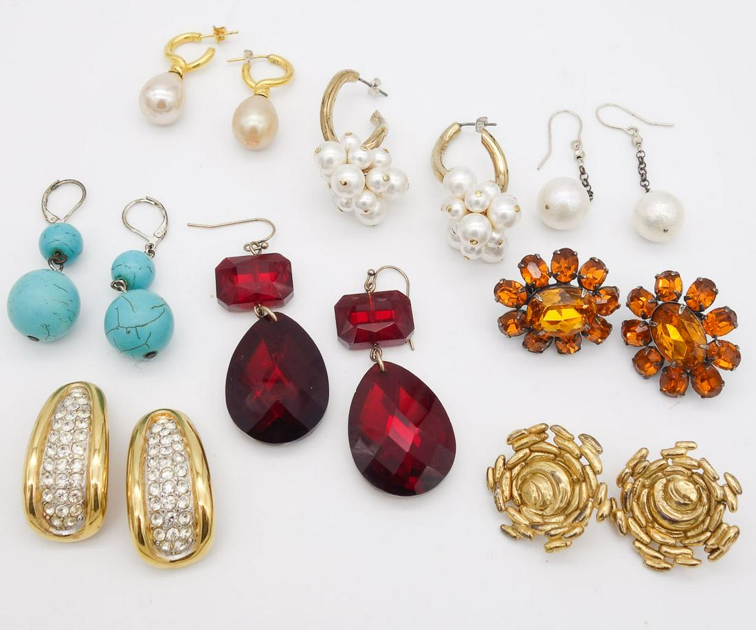 Vintage Lot of 8 Earrings incl Coro St John MMA Swarovski Turquoise Pearl (1 of 2)