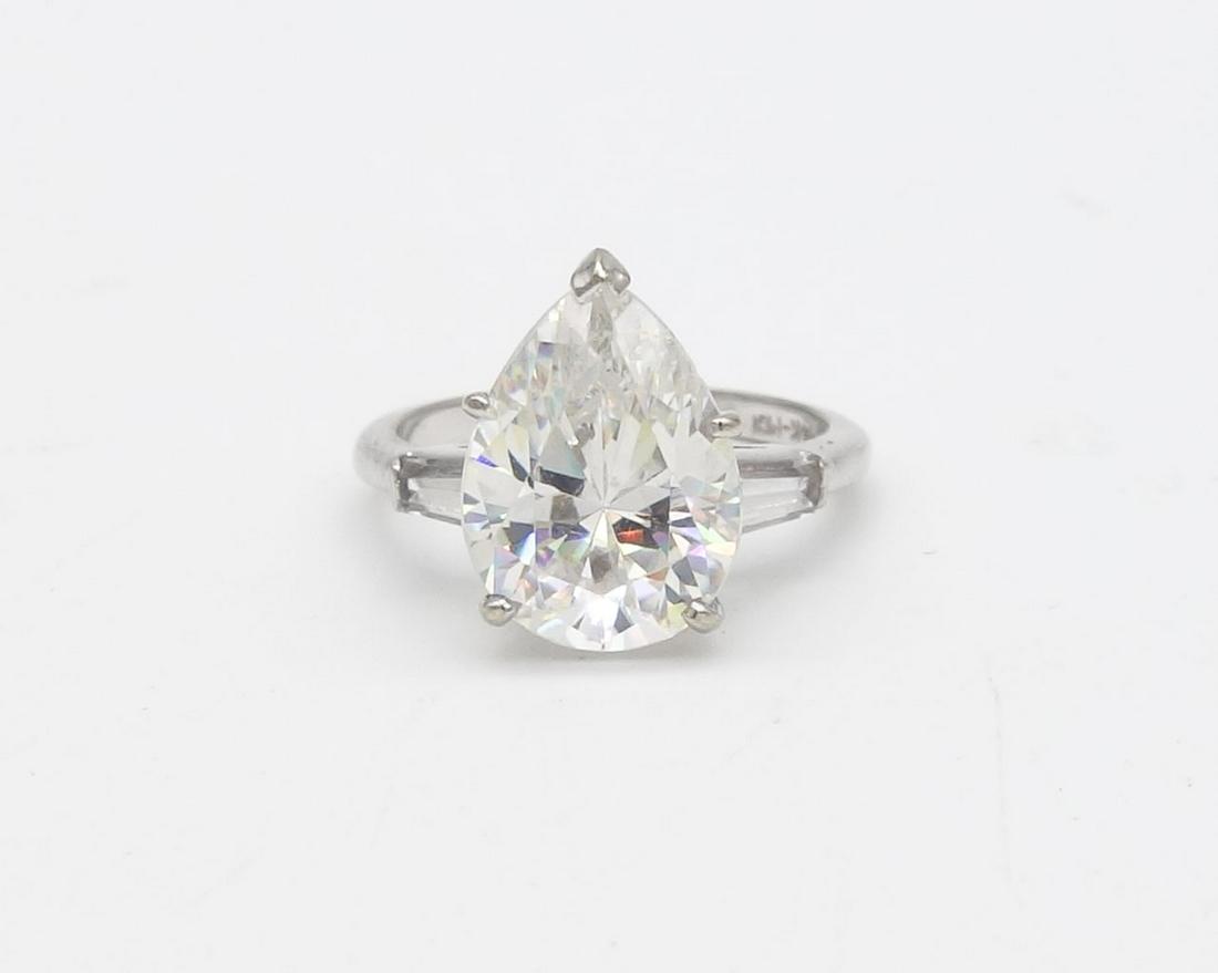 Vintage 14K White Gold Pear Cut Jeweled Ring Size 6.25 (1 of 4)