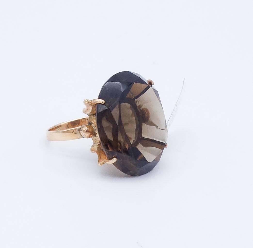 Vintage 14K Rose Gold Smoky Quartz Ring Size 4.25 NOS (1 of 4)