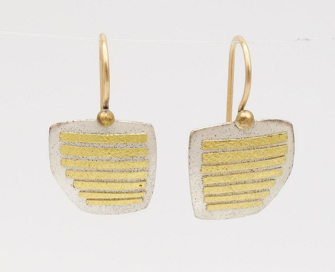 Vintage Pair Lisa Ceccorulli Sterling Silver 14K 22K Gold Dangle Earrings (1 of 4)