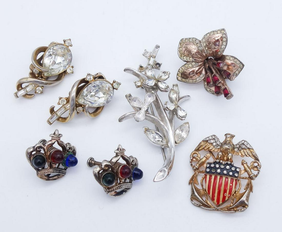 Vintage Lot Sterling silver Gold GW Retro Jewelry incl Trifari CoroCraft (1 of 5)