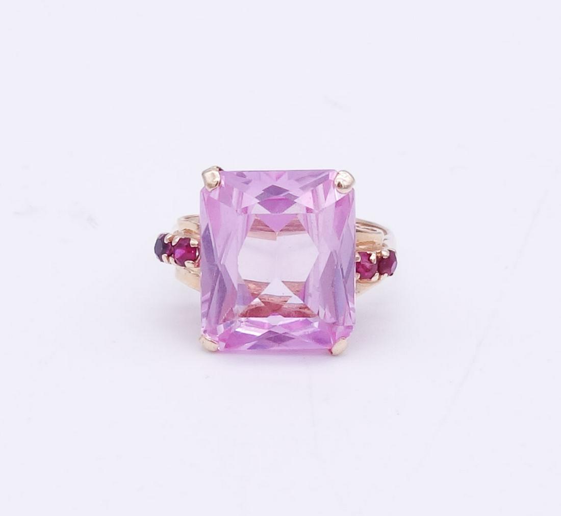Vintage 14K Gold Retro Pink Sapphire Ruby Ladies Ring Size 5.75 (1 of 4)