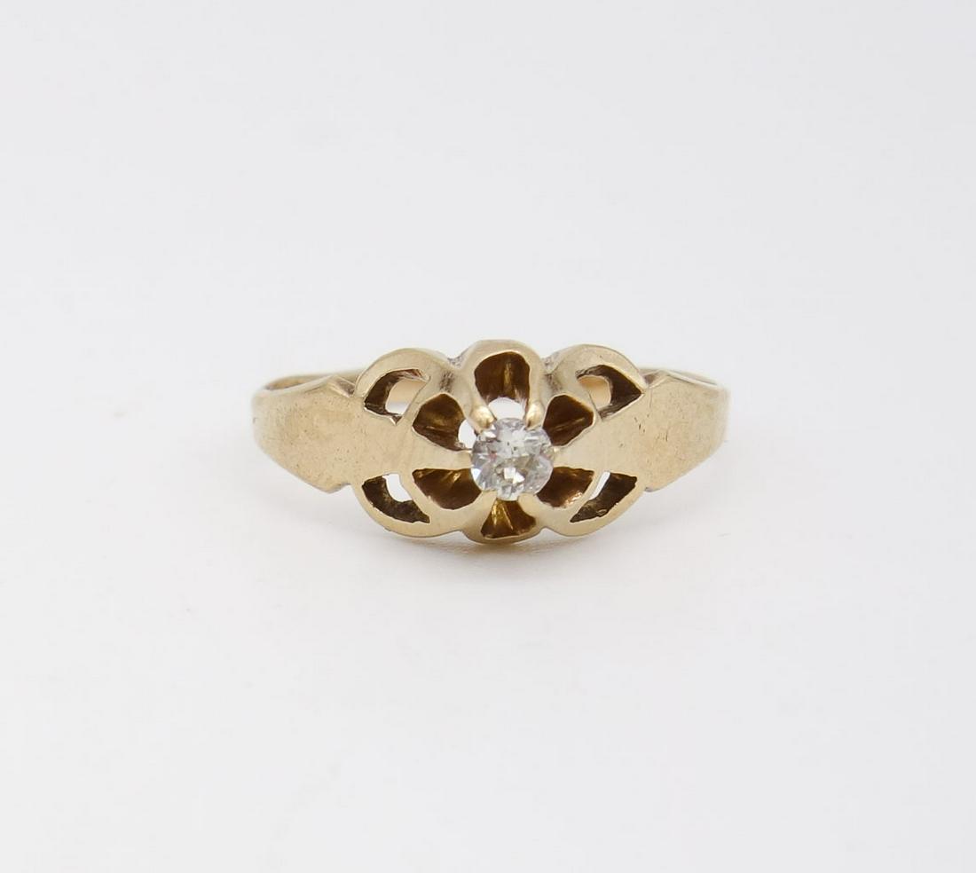 Antique c1900 14K Gold Diamond Ring Size 5.75 (1 of 2)