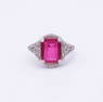 Antique 14K White Gold Filigree Art Deco Ruby Ring Size 6.75