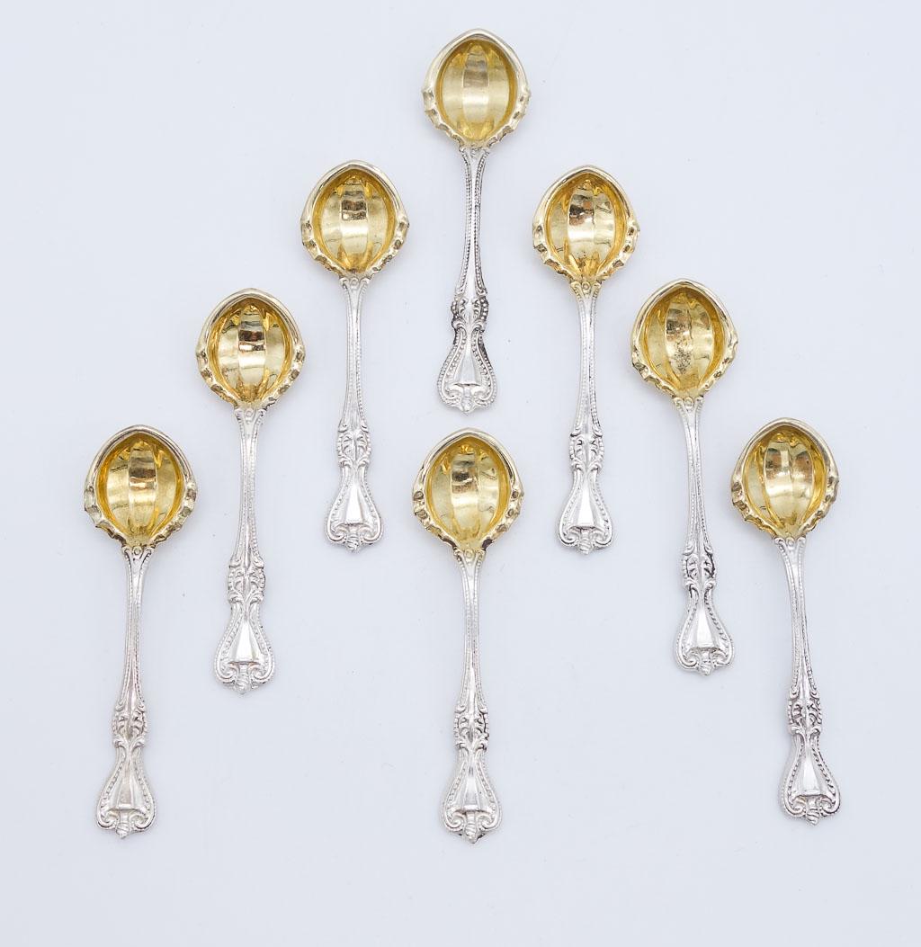 Vintage Set 8 Towle Old Colonial Sterling Silver Parcel Gilt Individual Salt Spoons (1 of 4)