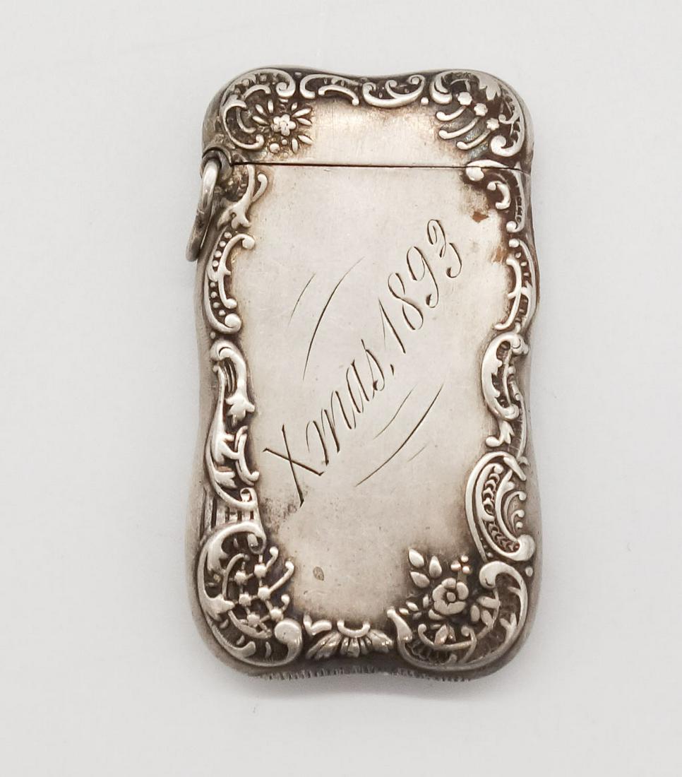 Antique Christmas of 1893 Sterling Silver Engraved Match Safe Holder (1 of 4)