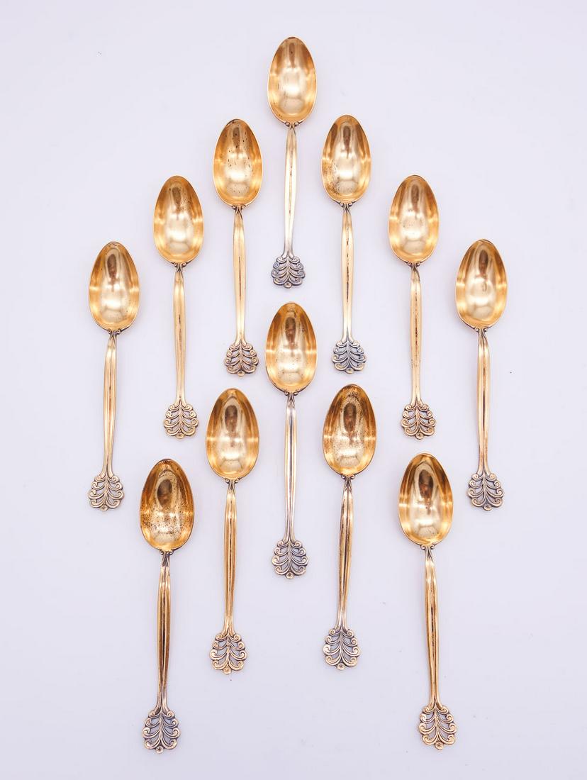 Vintage 12 Continental Holland Gold Washed Sterling Silver Chocolate Spoons (1 of 3)