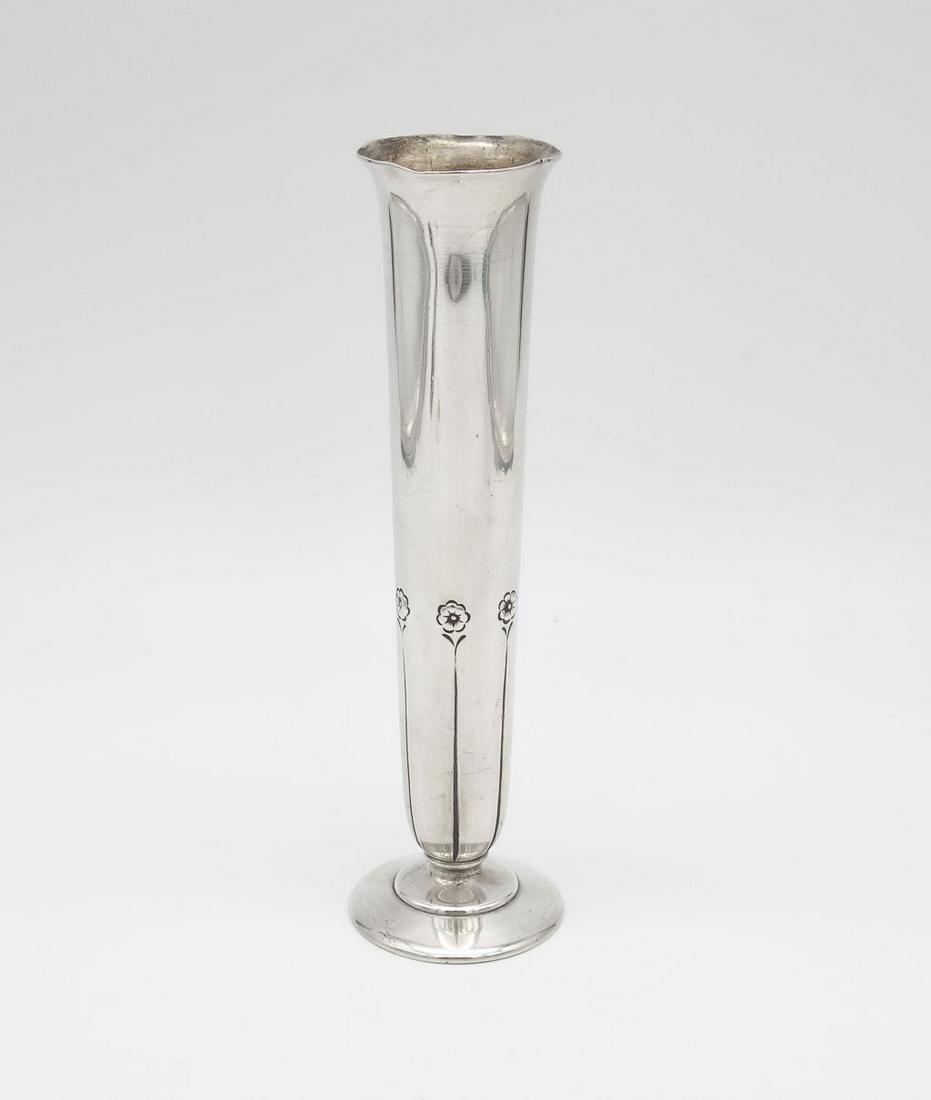 Antique Tiffany Co Sterling Silver Arts Crafts Floral Repousse Bud Vase (1 of 7)