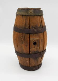 Antique Revolutionary War Soldier Wooden Rundlet Keg Barrel Marked PA w Rose Head Nails: This is an antique Revolutionary War soldier wooden rundlet keg barrel dating to the late 18th century. Iron rings and hand forged rose head nails in the construction. "PA" is carved into the