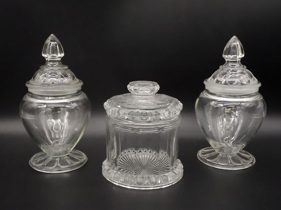Antique Group of 3 Clear Glass General Store Candy Apothecary Jars (1 of 10)