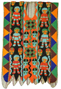 Vintage African Yoruba Beaded Diviner Wall Hanging