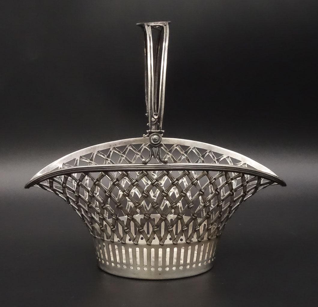 Antique Early 20c Gorham Sterling Silver Large Lattice Work Basket (1 of 14)