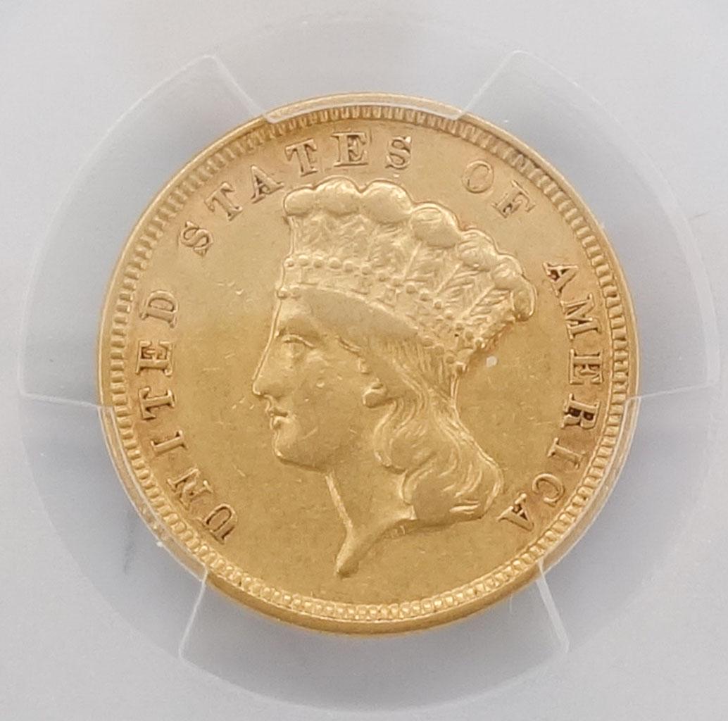 US $3 Gold Indian Princess 1854 Coin PCGS XF45 (1 of 4)