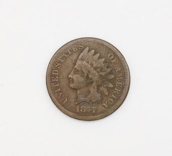 1877 One Cent Regular Strike Indian Head Penny: This is an 1877 One Cent Regular Strike Indian head penny. As pictured, the "N" in "ONE" on the reverse is indicative of the authenticity as that is a defining feature of the 1877 coin. 19mm