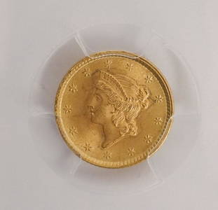 US G$1 Gold Coin 1853 PCGS MS66